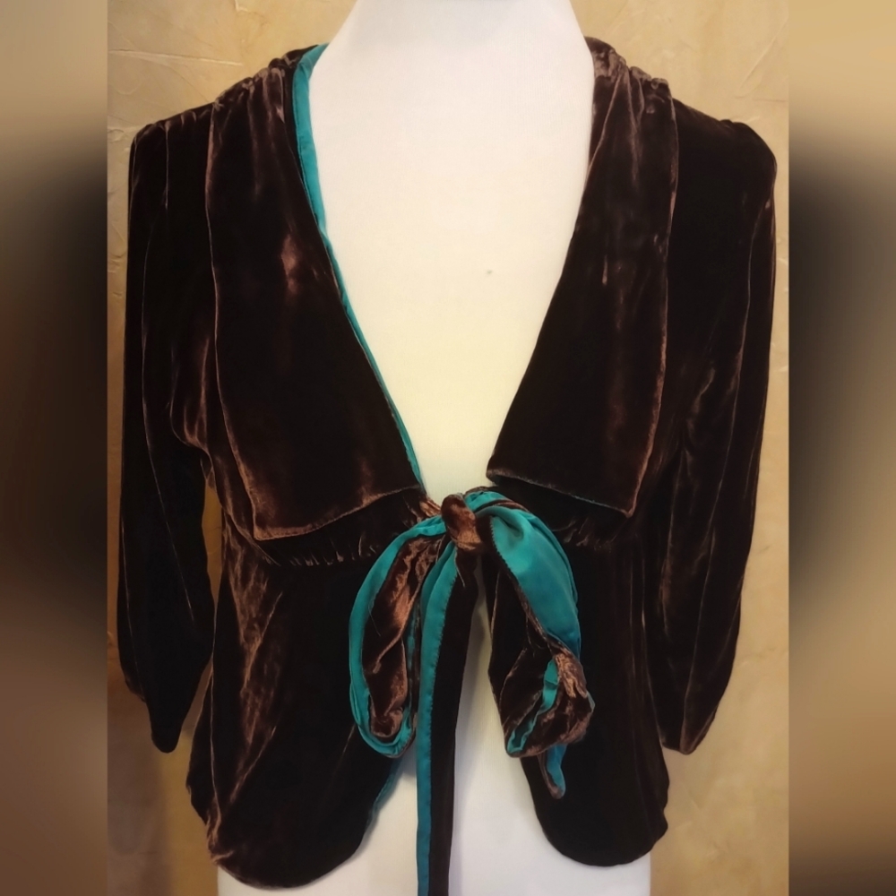 Hale Bob Velveteen/ Velvet & Sateen/ Satin Empire Waisted Jacket Sz Med